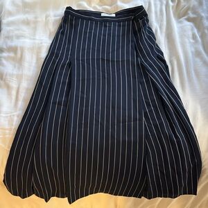 Babaton Navy Pinstripe Midi Skirt